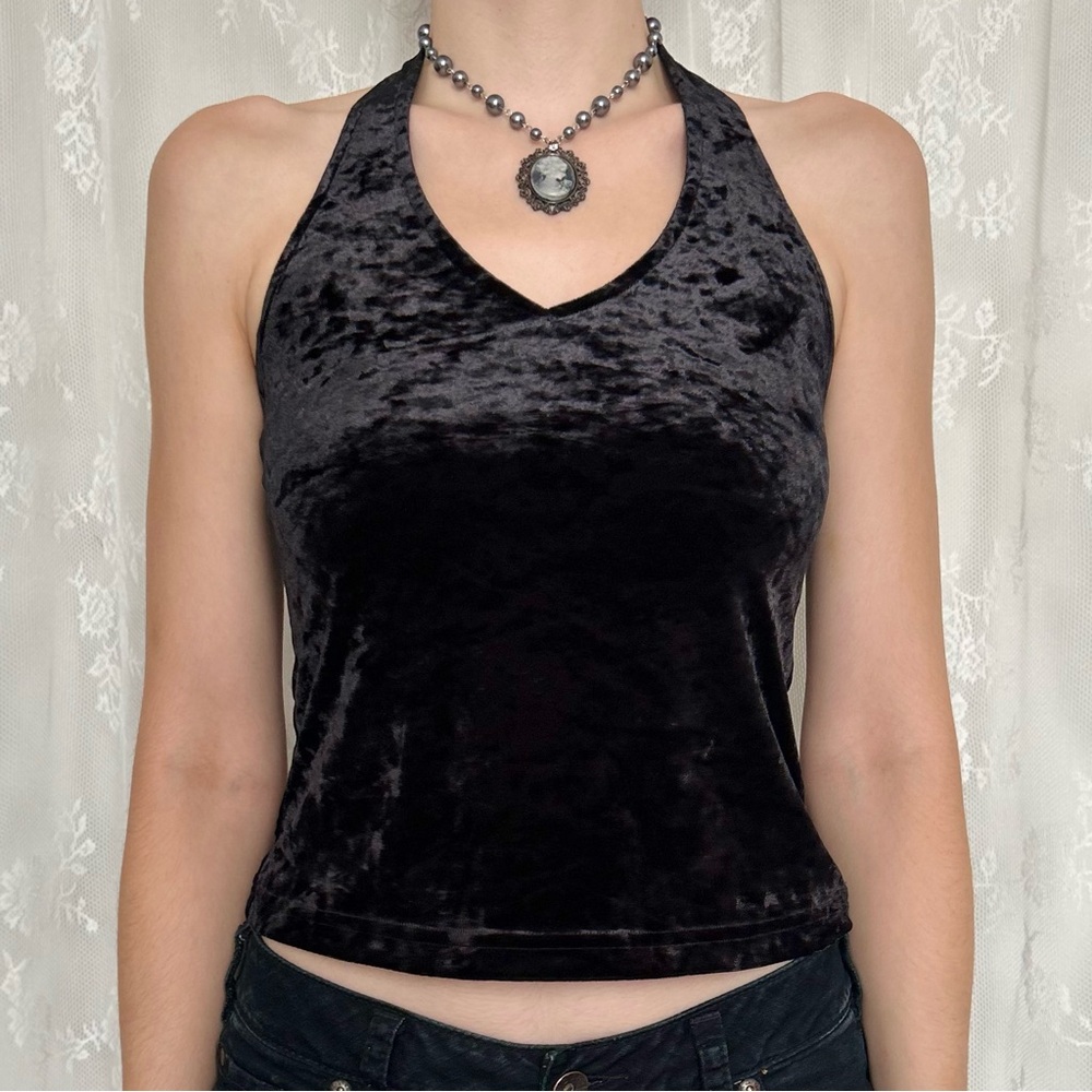 Vamp Black Velvet Halter Top